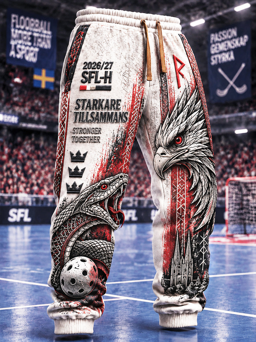 Herrkläder Retro Svenska innebandy Storvreta IBK Tryckta avslappnade sportbyxor
