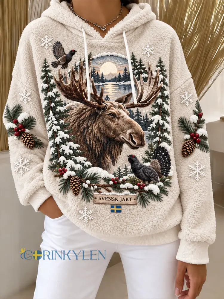 Damens Svenska Jaktssäsong Flanell Hoodie - A / S