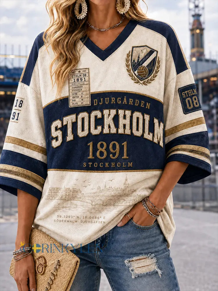 Damer Svensk Fotboll Djurgården Fans Älskling V-ringning Långärmad - A / S