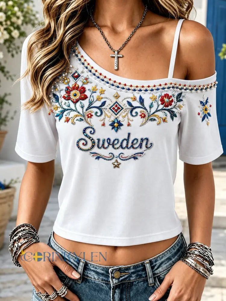 Damer Svensk Midsommarfest Konsttryck Topp - A / S