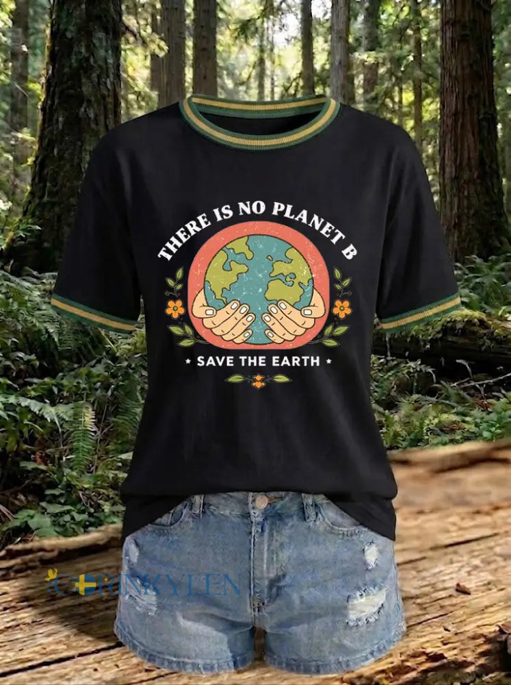 Dammtröja med tryck: There Is No Planet B - svart / S