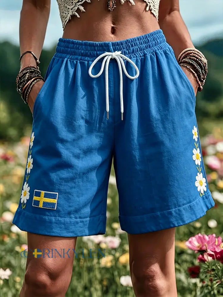 Damsammankortskorts med blommönster och ledig stil - A / S