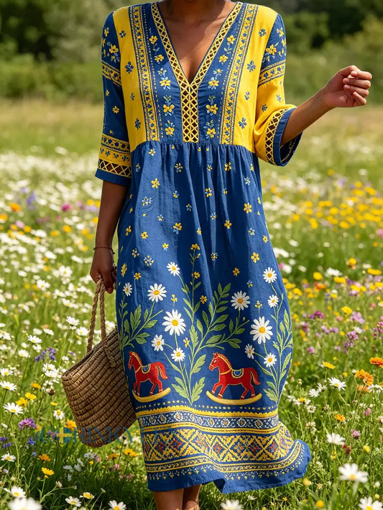 Damsommarklänning med blommönster - A / S