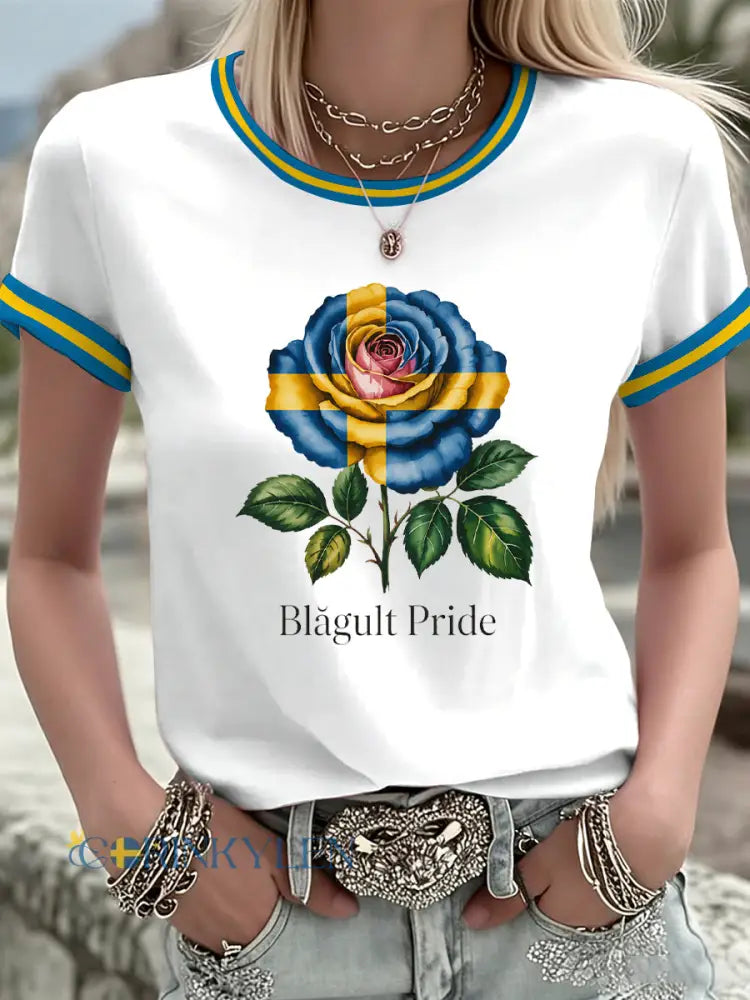 Damsvensk tryckt t-shirt - som bild / S