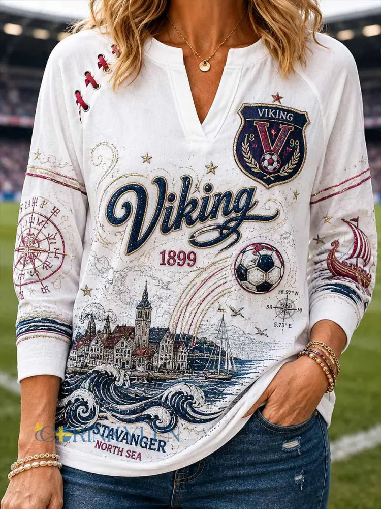 Damtröja i vintagestil med traditionellt fotbollslagstryck - som bild / S
