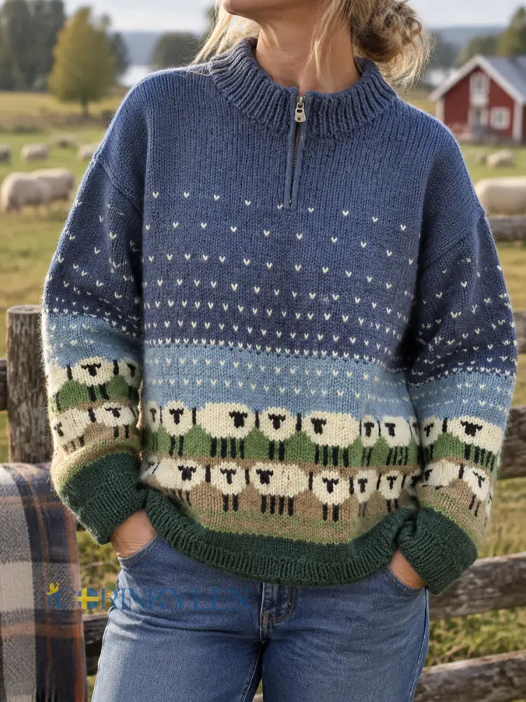 Gotlandsherdens nordisk stickad tröja - som bild / S