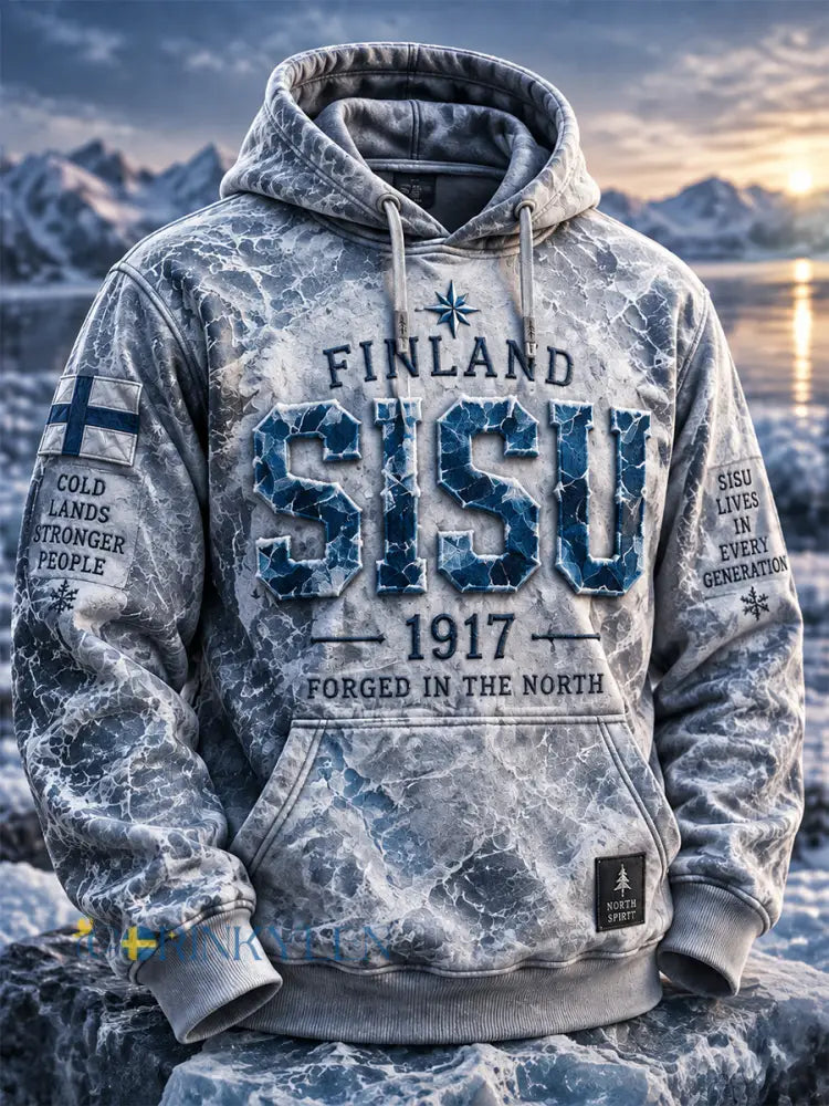 Herr Retro Finska Självständighetsdagen Hooded Sweatshirt - som bild / S