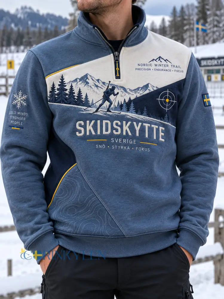 Herr Sverige Skidskytte Heritage halvdragkedja - som bild / S