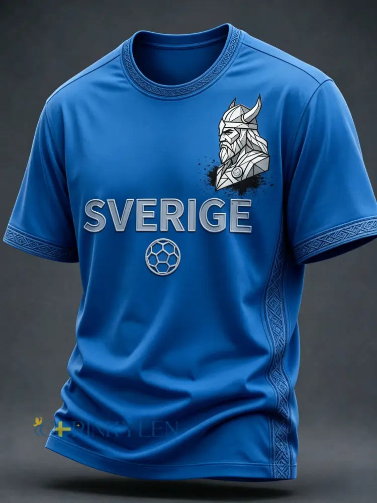 Herrar Retro Svensk Fotbollslärd 2026 Tryckt Avslappnad T-shirt med Kort Ärm - blå / S