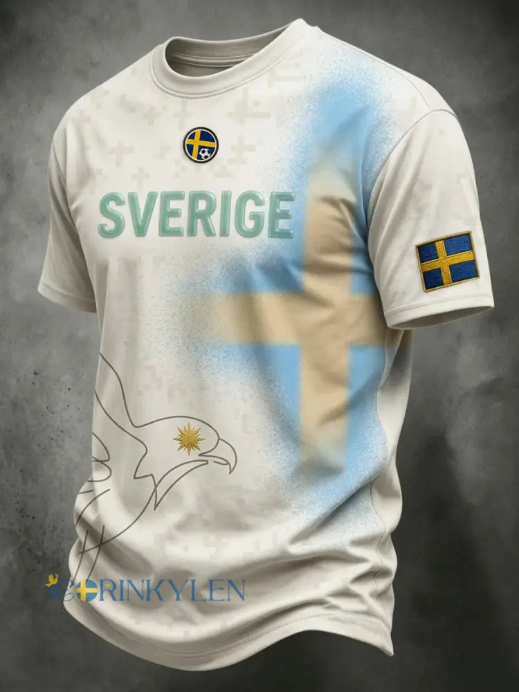 Herrar Retro Sverige Fotbollsläkare 2026 Tryckt T-shirt med korta ärmarna - Aprikot / S
