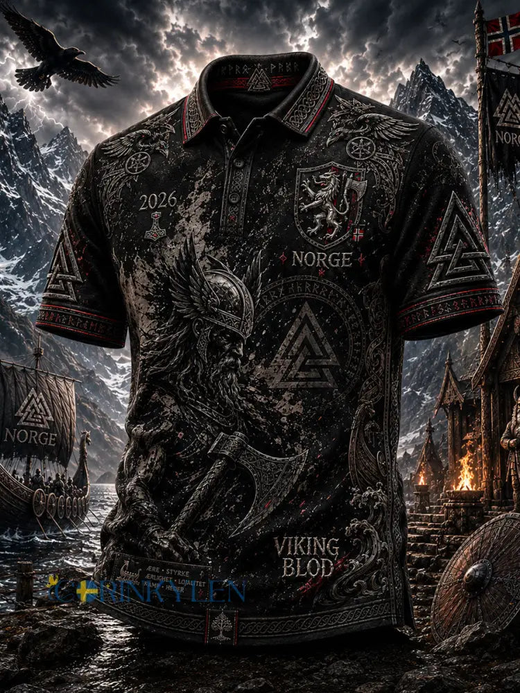 Herrarnas norska fotbollströja med vikingmotiv - som bild / S