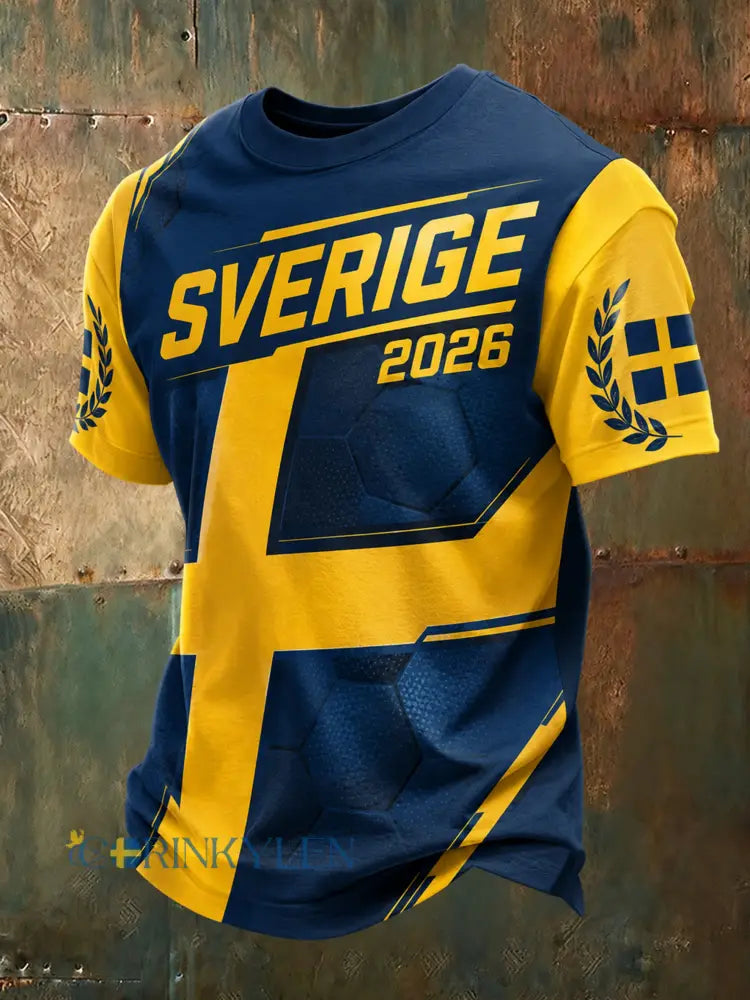 Herrarnas Svenska Fotbollsmatch Hejande Fan Konsttryck T-shirt - A / S