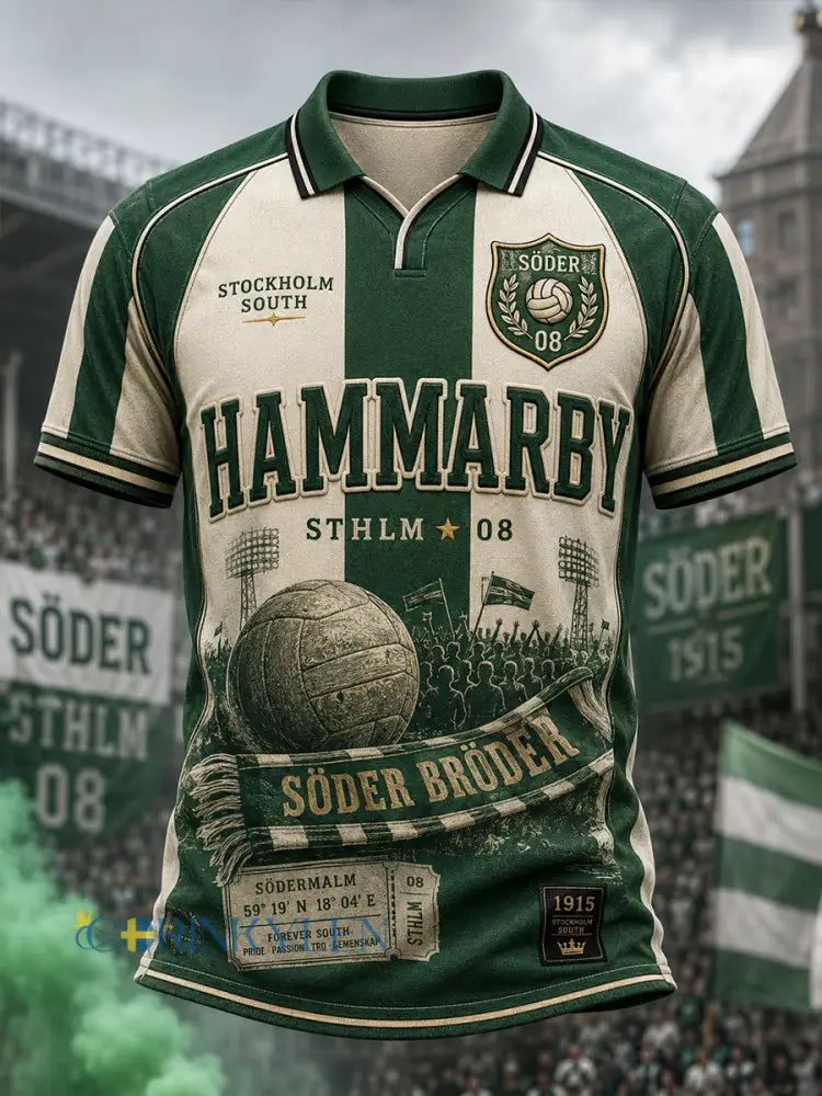 Herrarnas svenska fotbollströja med Hammarby-tema för fans och älskare kortärmad tröja - A / S