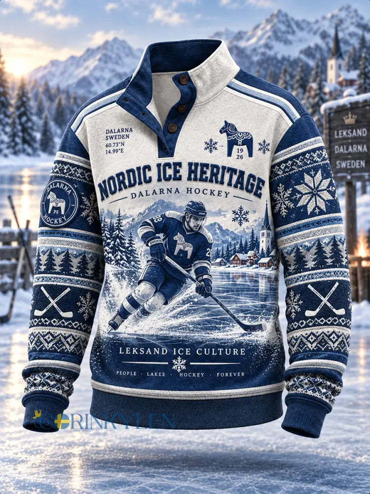 Herrarnas svenska ishockeytröja Leksands IF – fyrgångskepsad hoodie för fans och älskare - A / S