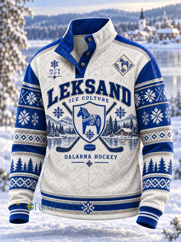 Herrarnas svenska ishockeytröja Leksands IF – fyrgångskepsad hoodie för fans och älskare - A / S