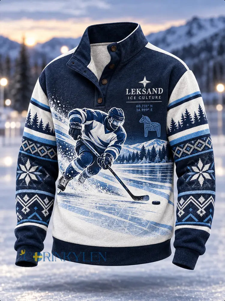 Herrarnas svenska ishockeytröja Leksands IF – fyrgångskepsad hoodie för fans och älskare - A / S