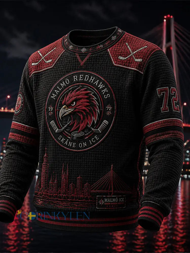 Herrarnas svenska ishockeytröja Malmö Redhawks – favorit för waffelmönstrade långärmade tröjor - A / S
