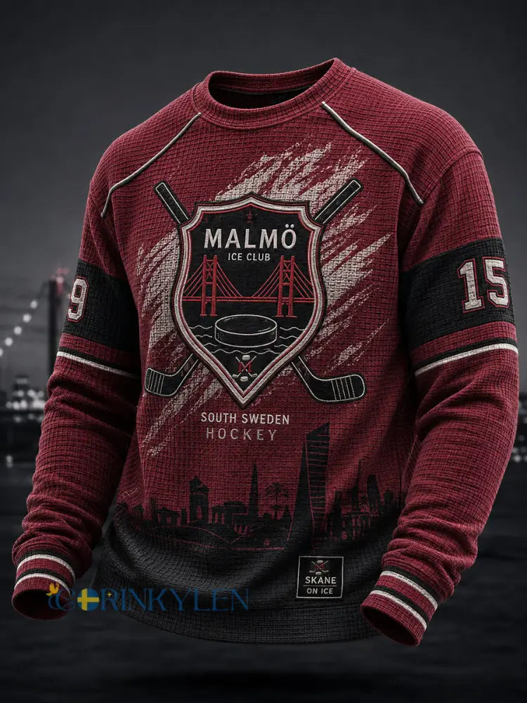 Herrarnas svenska ishockeytröja Malmö Redhawks Lovers Våffeltröja med lång ärm - A / S