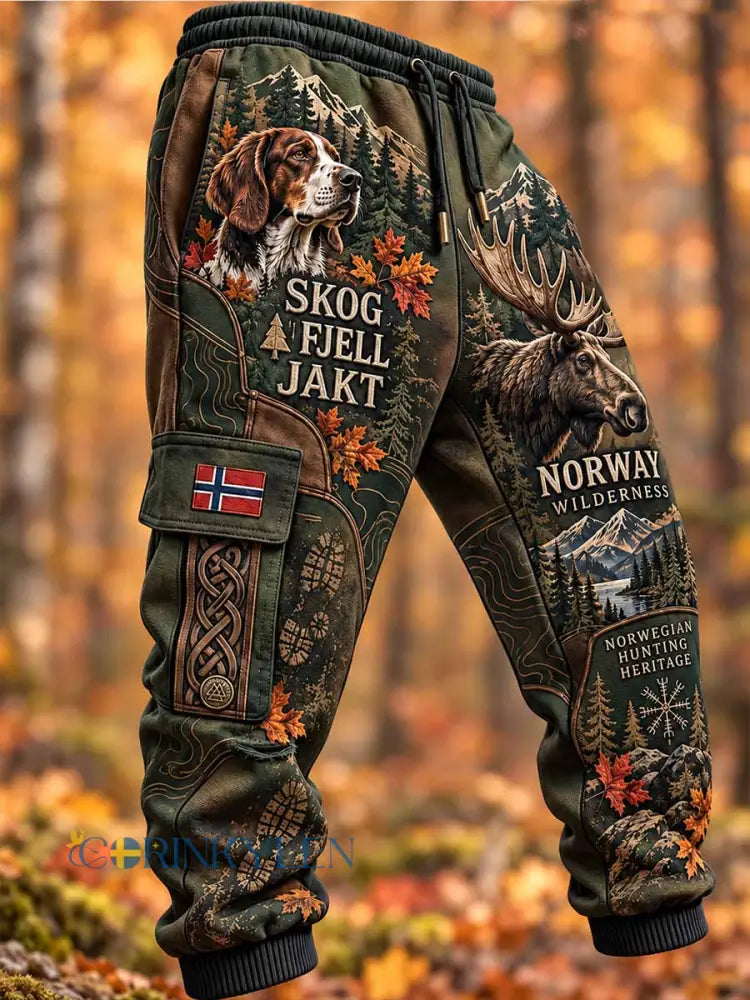 Herrbyxor med retrotryckt traditionellt mönster för jaktperioden - som bild / S