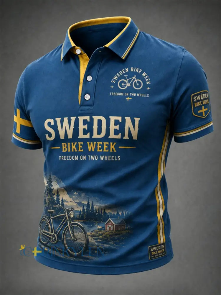 Herrcykelveckan i Sverige-tryck avslappnad topp - som bild / S