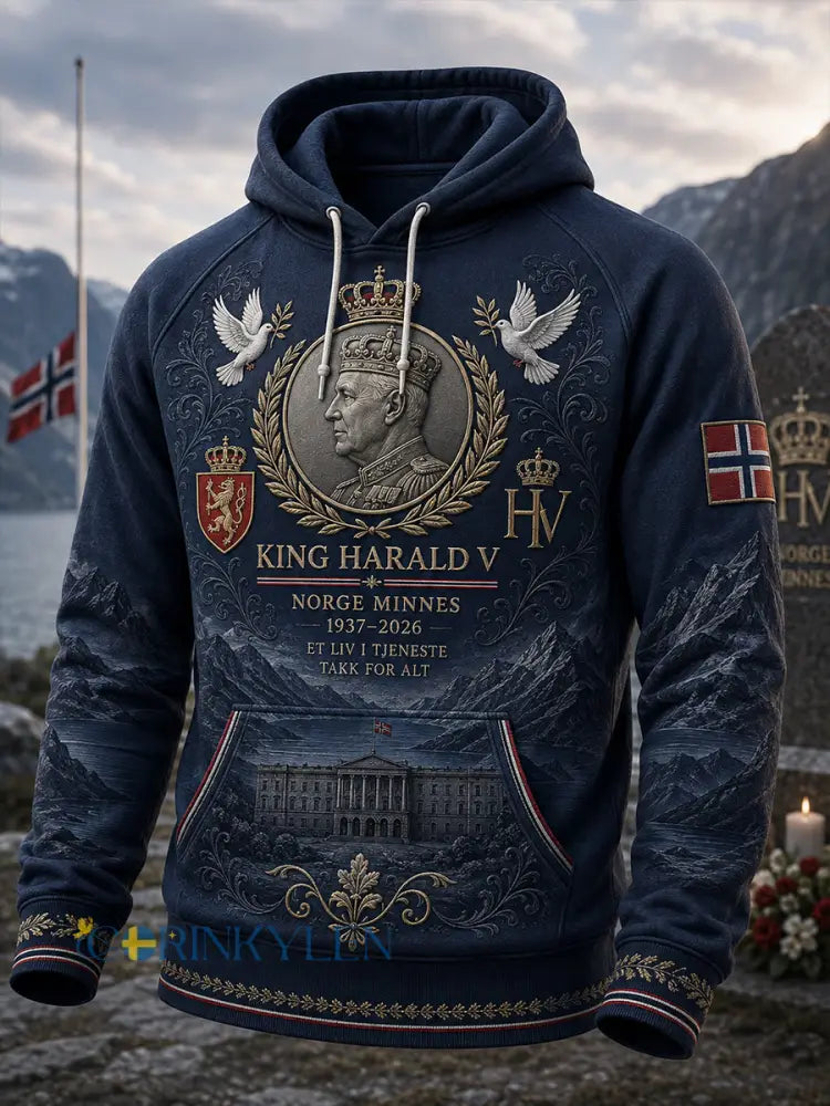 Herrens minne kung Harald V av Norge överdimensionerad drop-Shoulder Hoodie med fickar - A / S