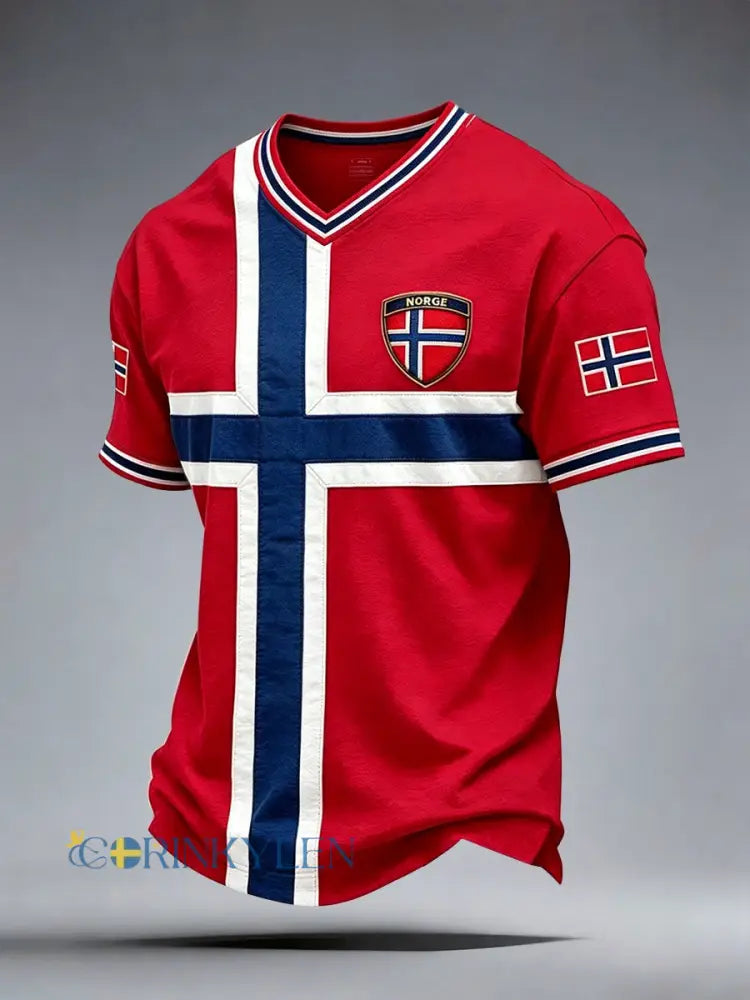 Herrens Norge V-Hack T-shirt - som bild / S