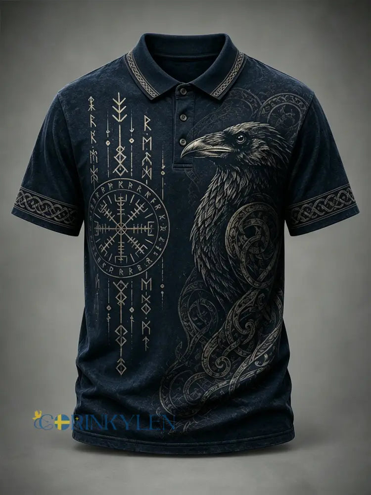Herrens Retro Viking Element Skriv ut Short-Sleeve Polo tröj - A / S