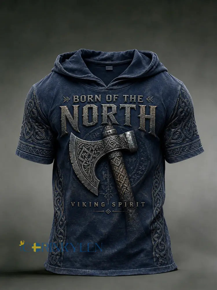 Herrens Retro Viking Print Short-Sleeve Sweatshirt - A / S