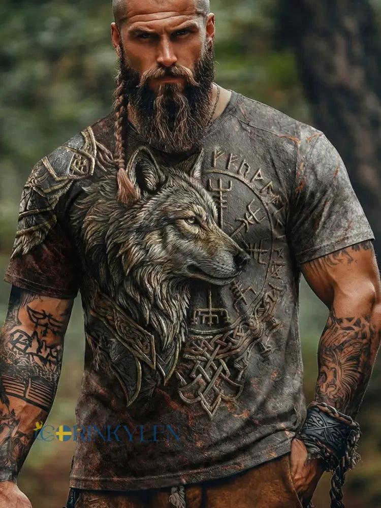Herrens t-shirt i vikinga stil. - som bild / S
