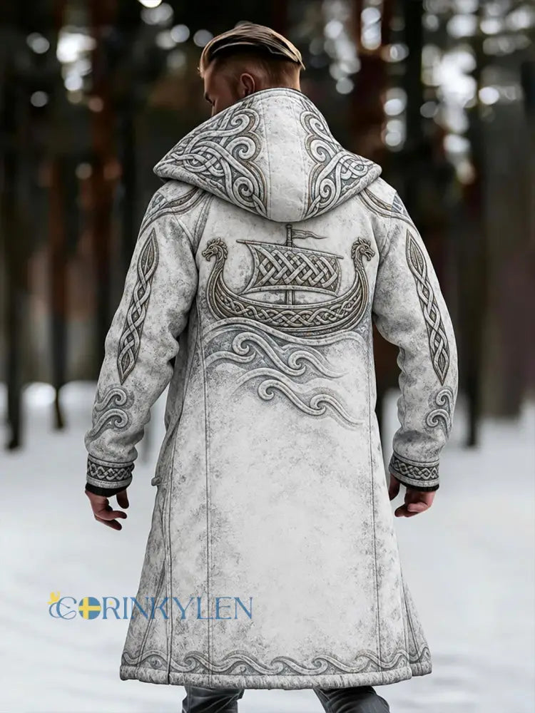 Herrjacka i vikingvävd kompositfleece - vitt / S