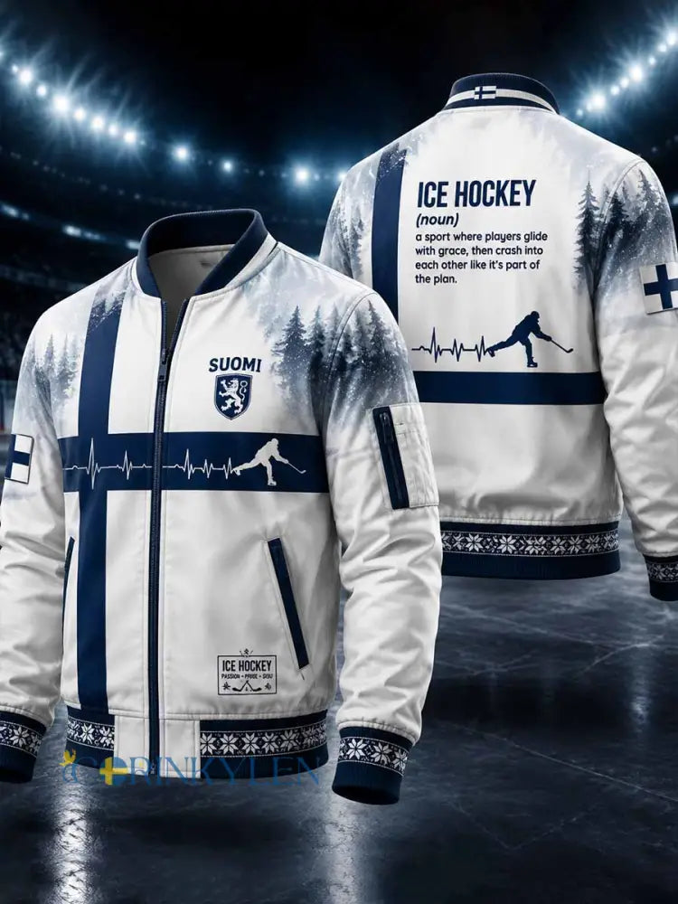 Herrjacka med retrodesign och finsk ishockeygrafik - som bild / S