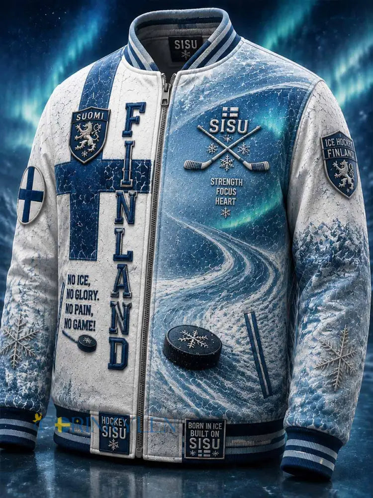 Herrjacka med retrodesign och finsk ishockeygrafik - som bild / S