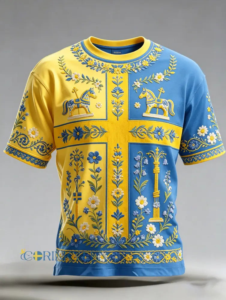 Herrkonsttryck med minne av Sveriges nationaldag kortärmad t-shirt - A / S