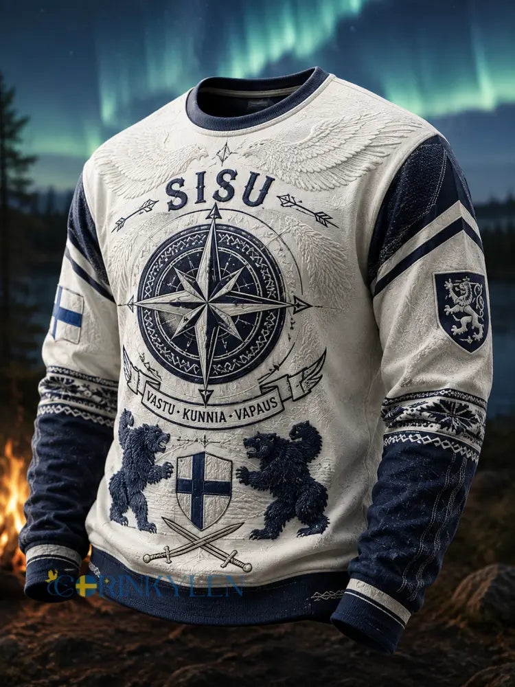 Herrlig finländsk veteran-Sisu-våffeltröja med lång ärm - A / S
