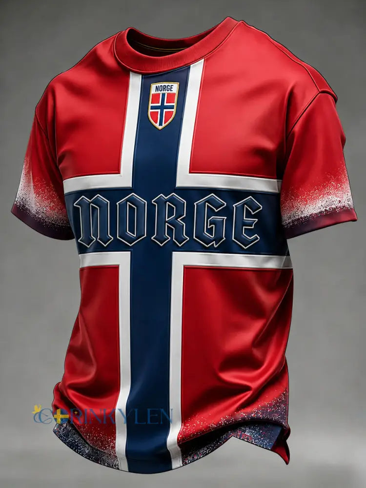 Herrlig retrostilad fritidsjersey i nordisk stil med norsk konsttryck - A / S