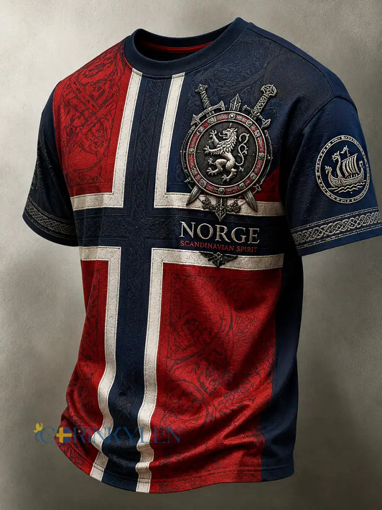 Herrlig retrotröja i nordisk stil med norsk konsttryck – avslappnad stil - A / S