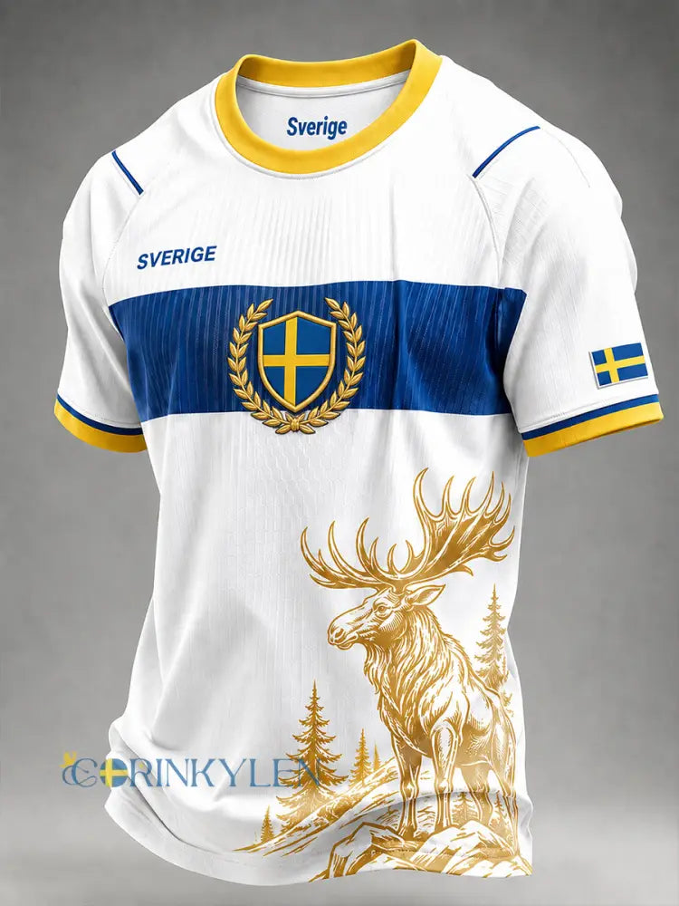 Herrlig retrovikingafotbollströja med motiv raglanärmar och korta ärmar - A / S