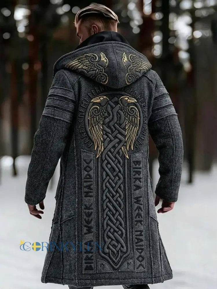 Herrlig vintage svensk Birka-Vikingaveckors lång vikingakappa med huva - grå / S