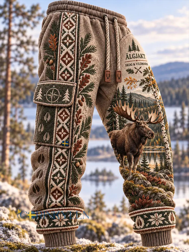 Herrliga svenska jaktsezontryck lediga joggingbyxor - A / S