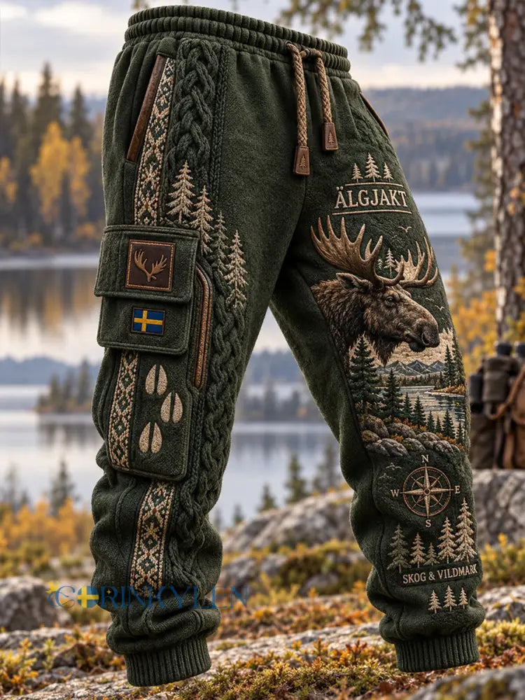 Herrliga svenska jaktsezontryck lediga joggingbyxor - A / S