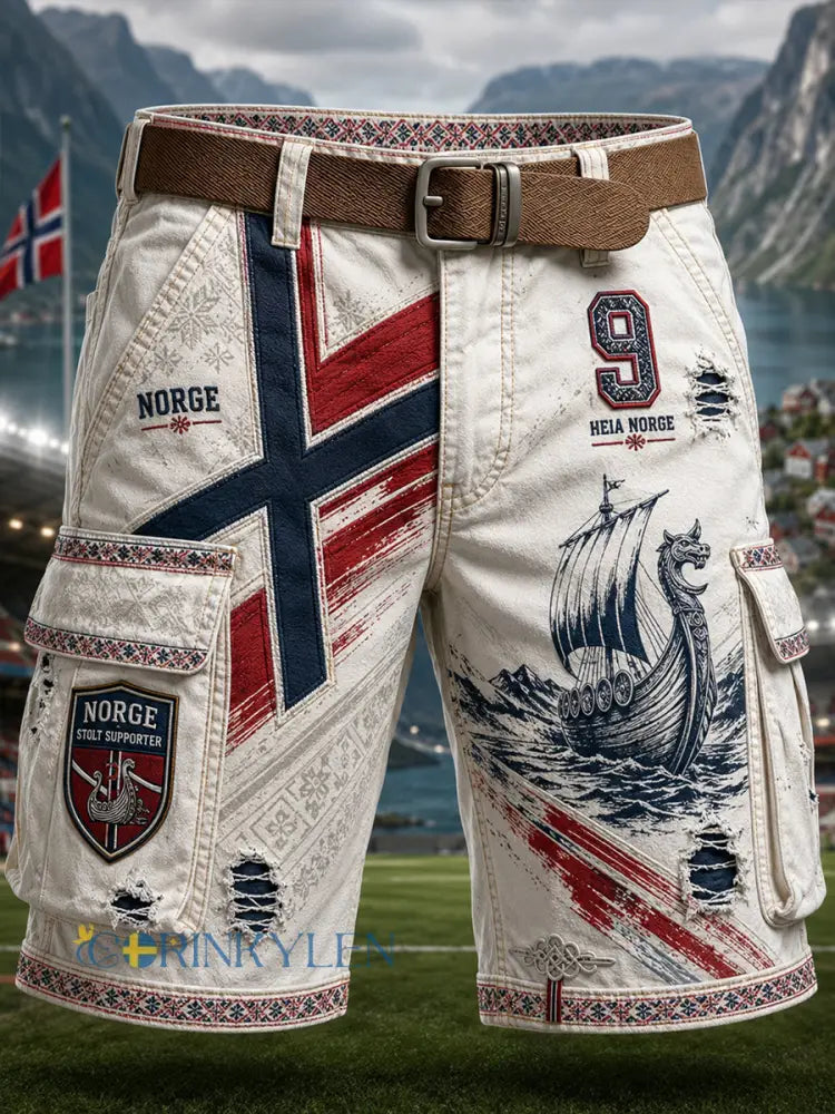 Herrliga vikingarnas Norge-konsttryck avslappnade shorts - A / S