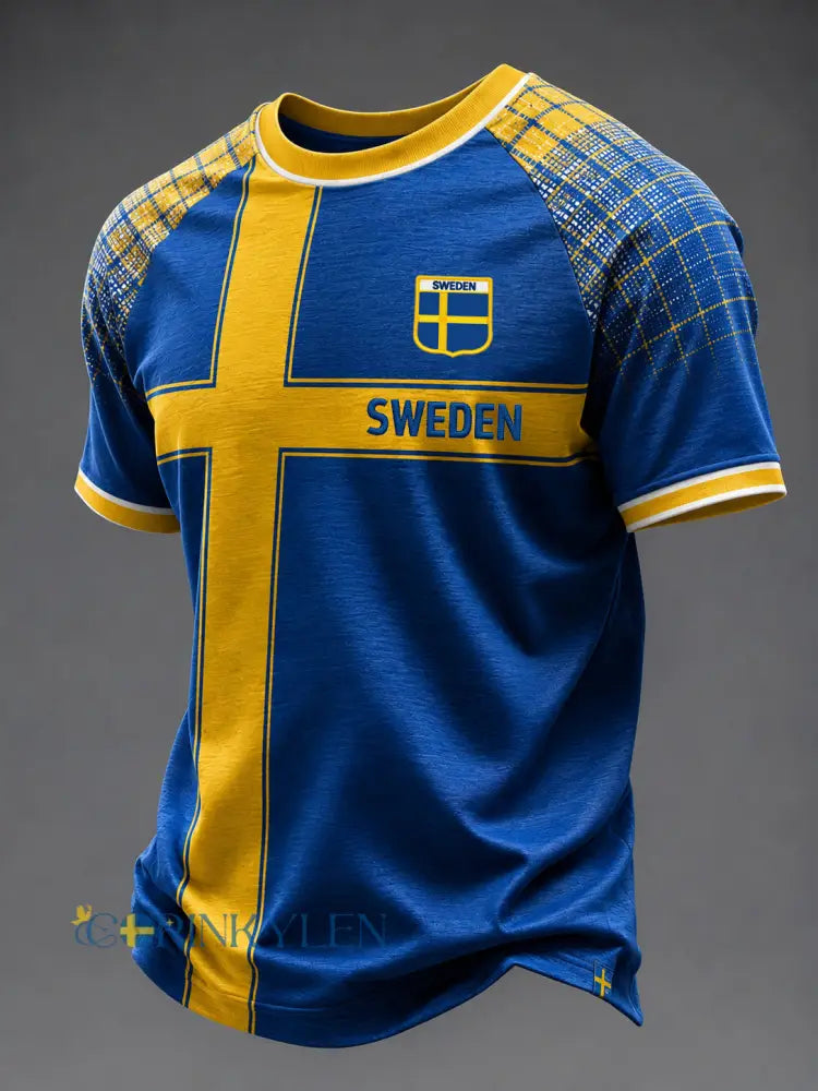 Herrligan svensk fotboll tryckt ledig kortärmad t-shirt - som bild / S