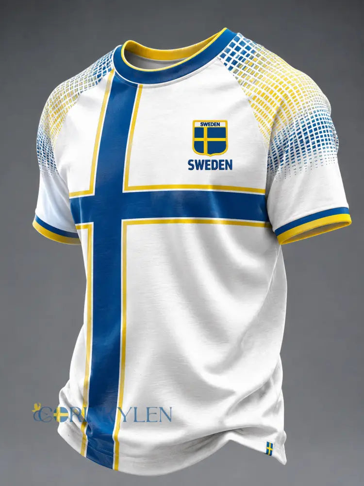 Herrligan svensk fotboll tryckt ledig kortärmad t-shirt - som bild / S