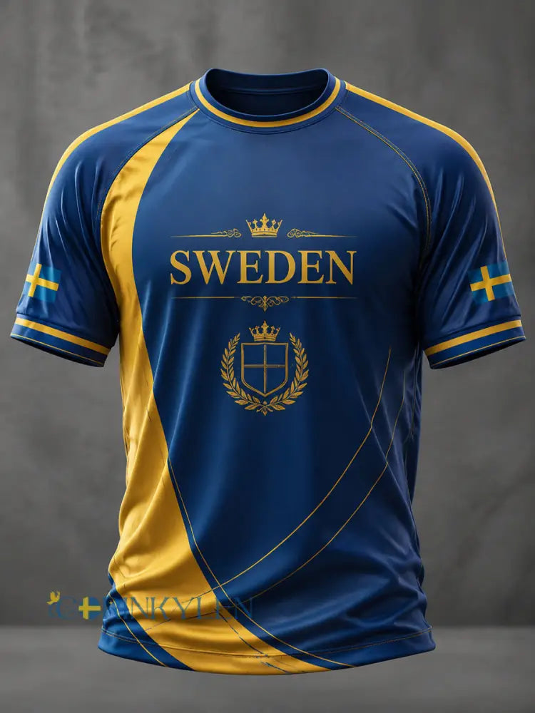 Herrligan svensk fotboll tryckt ledig kortärmad t-shirt - som bild / S
