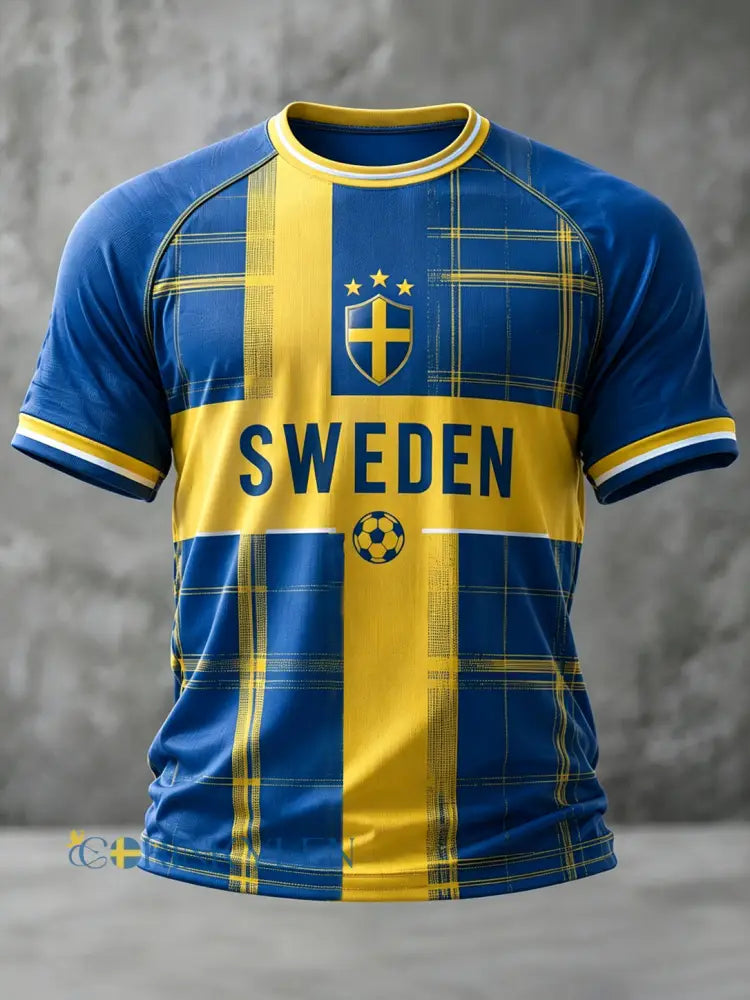 Herrligan svensk fotboll tryckt ledig kortärmad t-shirt - som bild / S