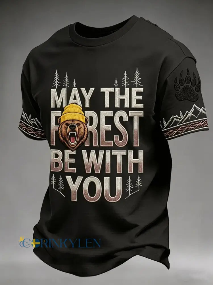 Herrmärket May The Forest Be With You tryckt ledig t-shirt - som bild / S