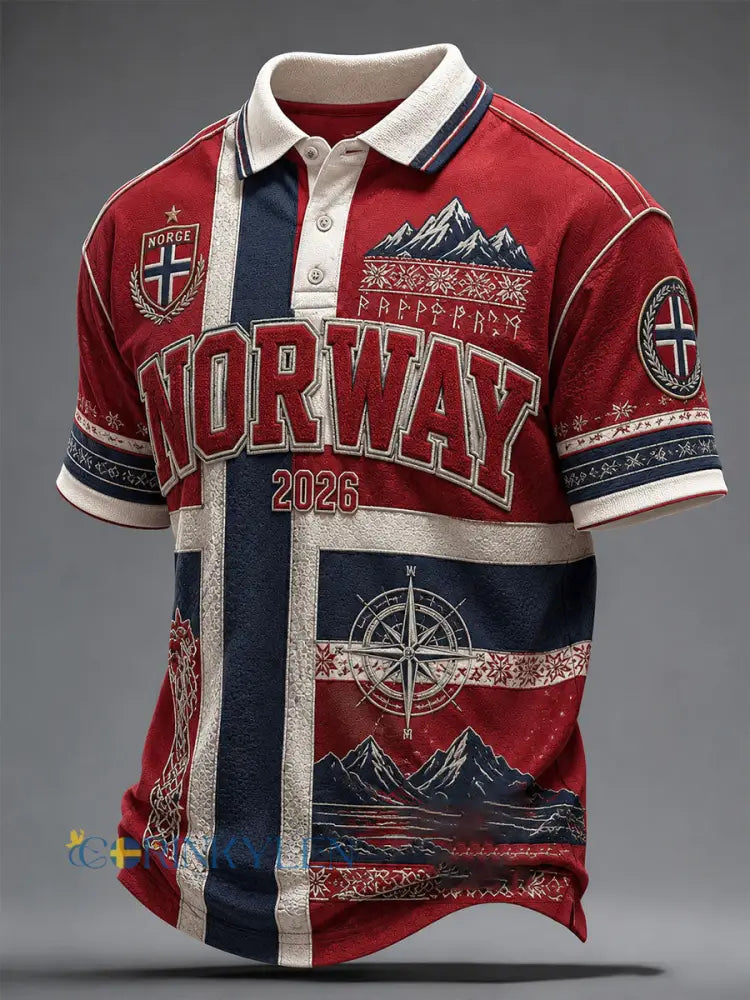 Herrpolo från Norway Football i avslappnad sportstil unisex - röd / S