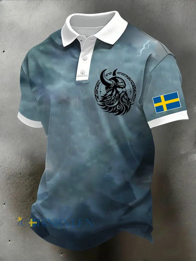 Herrpolo med svensk vikingatryck - A / S