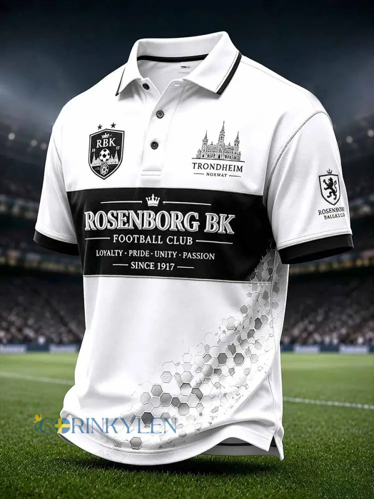 Herrpolotröja i retrostil från RBK med fotbollsmotiv - som bild / S
