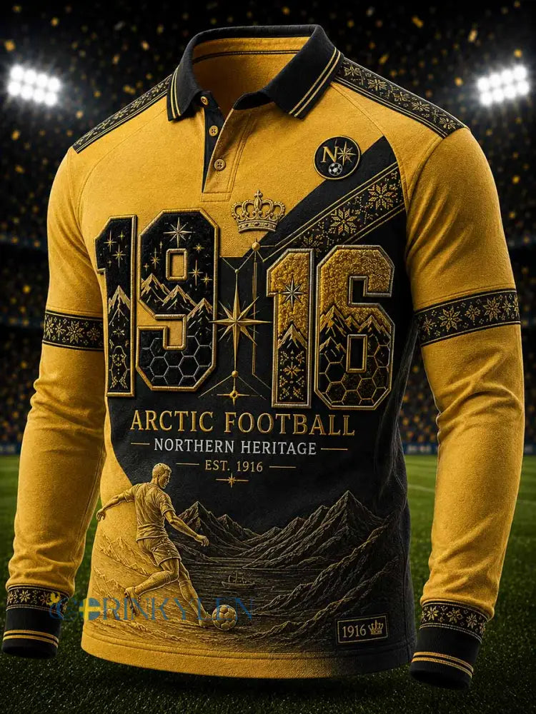 Herrpolotröja med fotbollsmotiv från Bodø till minne av laget - som bild / S